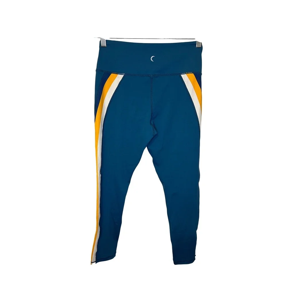 ZYIA Active Teal Blue Athletic Stripe Leggings Women's‎ Size 8-10 Athleisure
